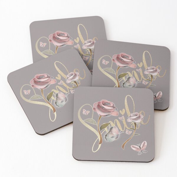 Item preview, Shabby chic vintage floral SMILE wild roses and butterflies designed and sold by Caroline Laursen.