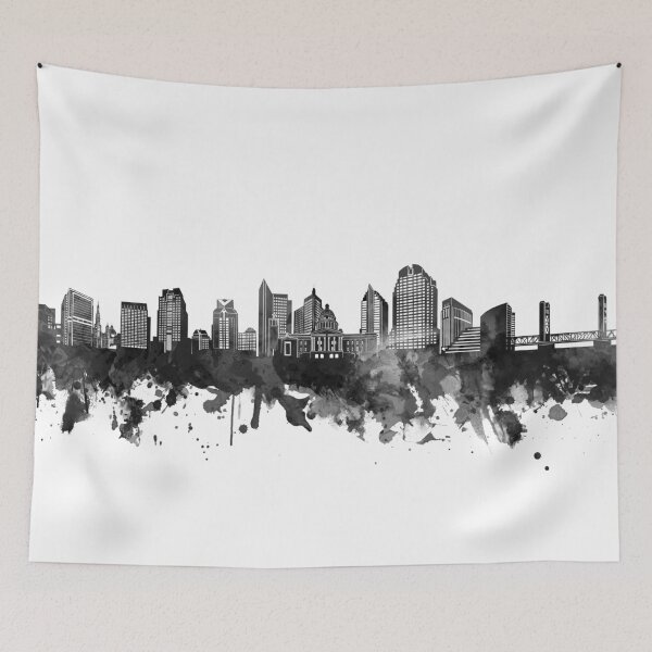 Item preview, sacramento skyline bw designed and sold by BekimART2.