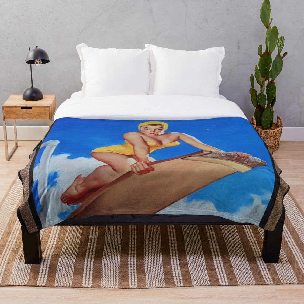 I Think Not by Gil Elvgren Pin-Up Girl Vintage Art Throw Blanket