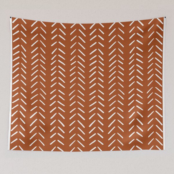 Item preview, Minimalist Hand Drawn Herringbone Pattern (white/burnt orange) designed and sold by Design Minds Boutique.