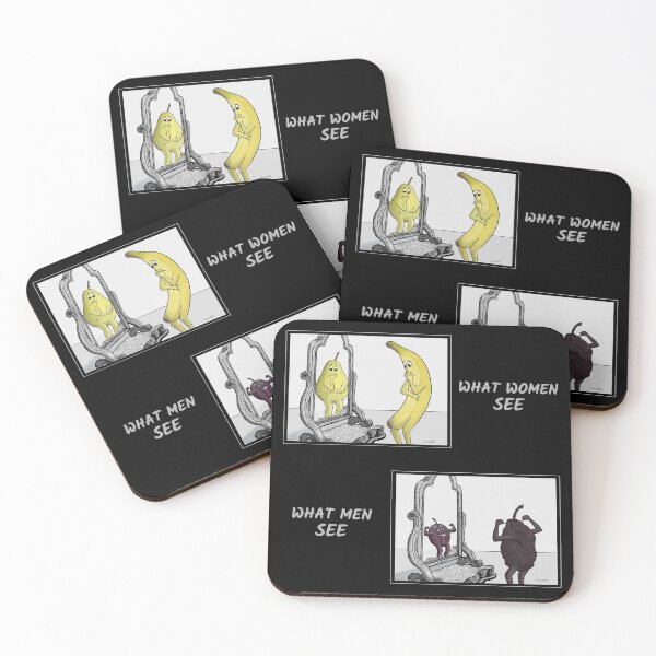 Item preview, Body Image - funny cartoon of what women versus men see in the mirror  designed and sold by Crystal Raymond.