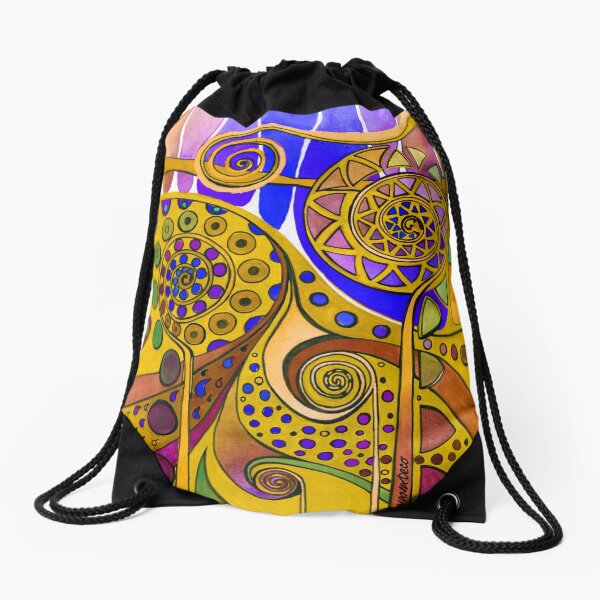 AURORA BOREALIS YELLOW Drawstring Bag