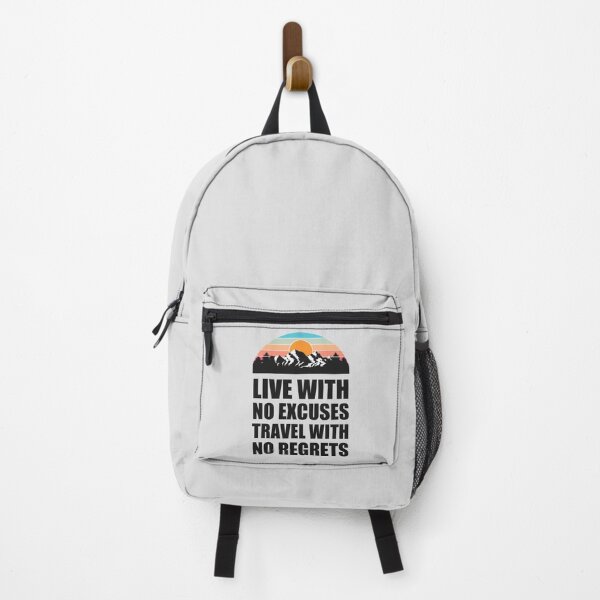Item preview, LIVE WITH NO EXCUSES TRAVEL WITH NO REGRETS Colorful Mountain Sunset Scratched Rough Design With Snow on the mountain peaks designed and sold by MusaWander.