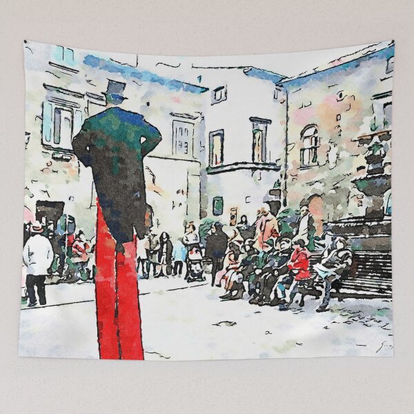 Item preview, Barbarano Romano: square with acrobats designed and sold by Giuseppe Cocco.