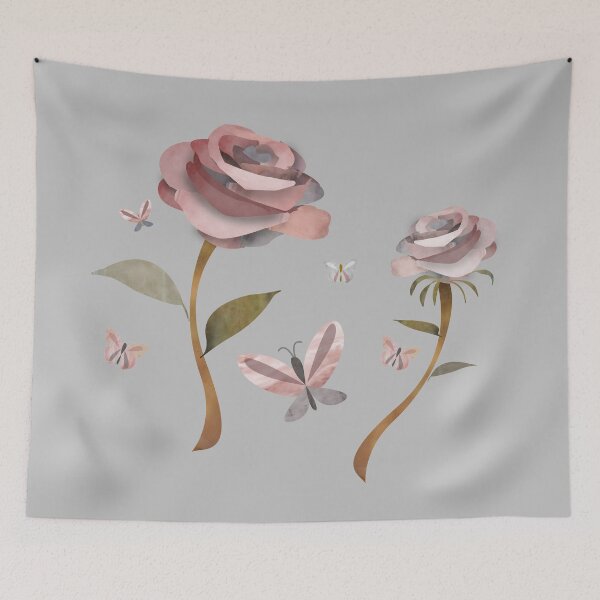 Item preview, Shabby chic vintage floral wild roses and butterflies - Caroline Laursen Original designed and sold by Caroline Laursen.