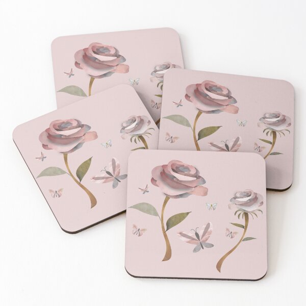 Item preview, Shabby chic vintage floral wild roses and butterflies designed and sold by Caroline Laursen.