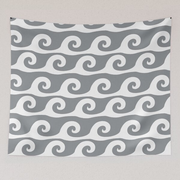 Item preview, Summer light gray plain background white waves pattern designed and sold by Brontorino.