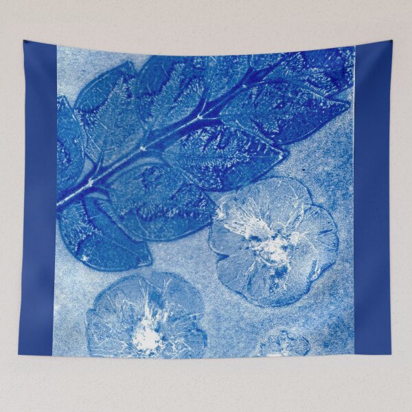 Item preview, Unedited bright blue plant print designed and sold by cam-llaguno.
