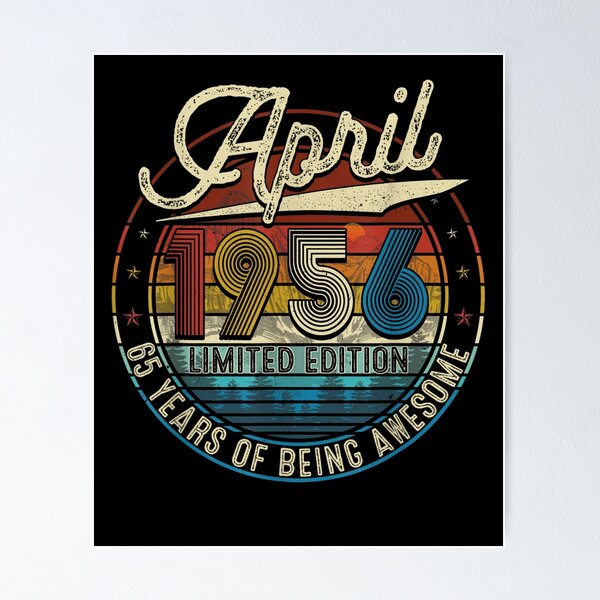 Aperçu de l'œuvre Né en avril 1956 65 ans Vintage 65e anniversaire cadeau créée et vendue par melisenda.