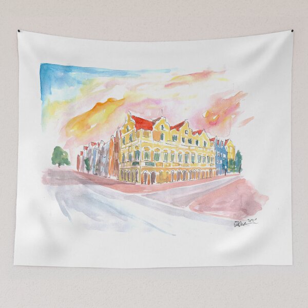 Item preview, Historic Handelskade Willemstad Curacao at Sunrise designed and sold by artshop77.