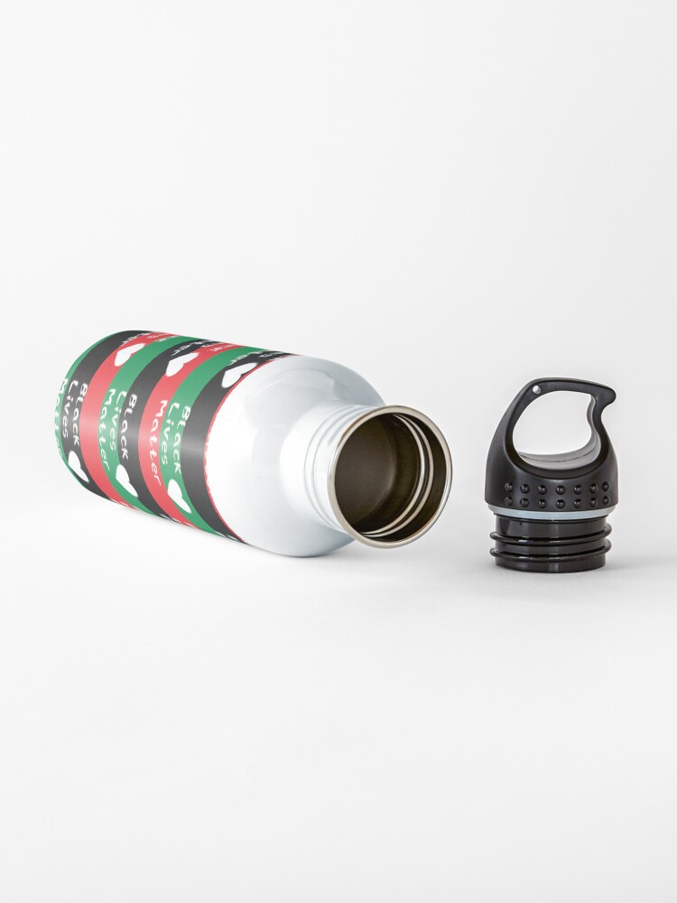 Alternate view of Black Lives Matter Pan-African Flag White Heart Water Bottle