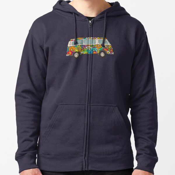 Furgoneta Hippie Flower Power Sudadera con capucha y cremallera
