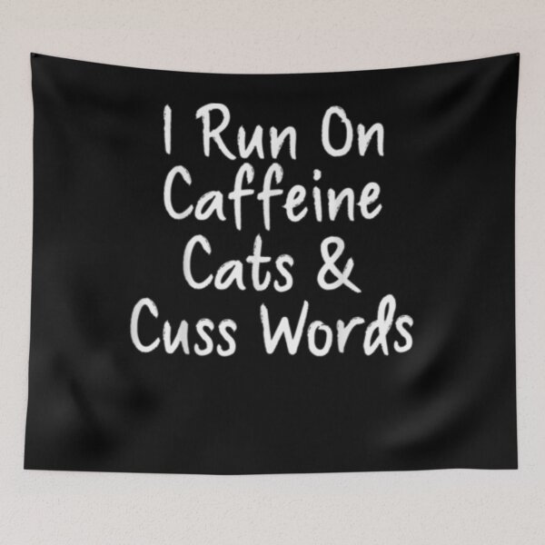 Item preview, I Run On Caffeine Cats And Cuss Words Cat Mom Coffee Gift  designed and sold by melisenda.