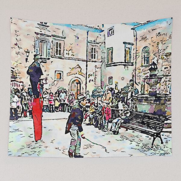 Item preview, Barbarano Romano: square with acrobats designed and sold by Giuseppe Cocco.