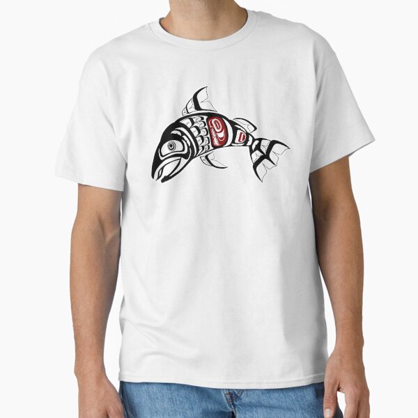 Item preview, Pacific Northwest Coast Salmon design fish native american Hiada first nation art formline black red large coho designed and sold by cascadiadesigns.