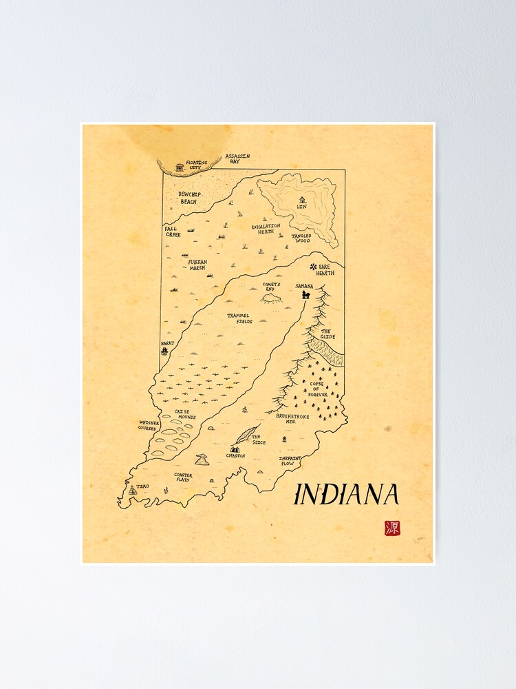 "Indiana als FantasyKarte" Poster von aldayuan Redbubble