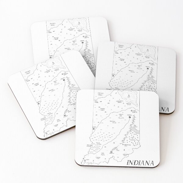 Item preview, Indiana as a fantasy map - black and white designed and sold by aldayuan.
