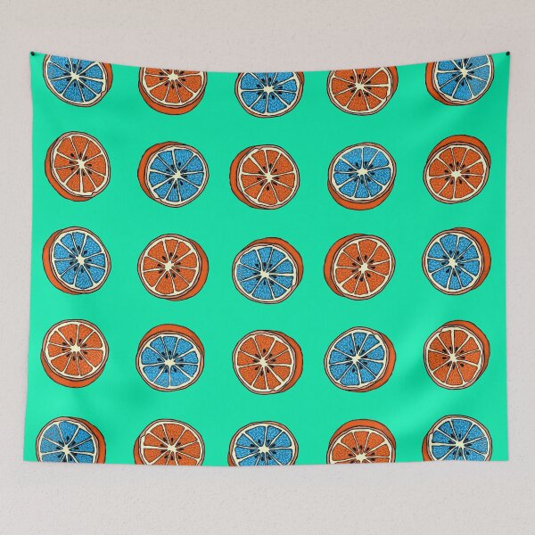 Item preview, ORANGE FRUIT TURQUOISE PATTERN designed and sold by vagonart.
