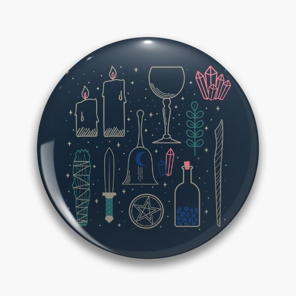 Item preview, Witchcraft and magic ritual tools on dark blue designed and sold by misentangled.