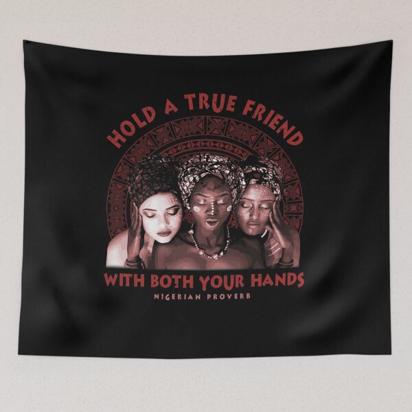 Item preview, Hold a True Friend With Both Your Hands,, Nigerian Proverb Design, African Saying,  African Proverb Design, African Pattern, Africa Gift designed and sold by Proverbial Wisdom Design.