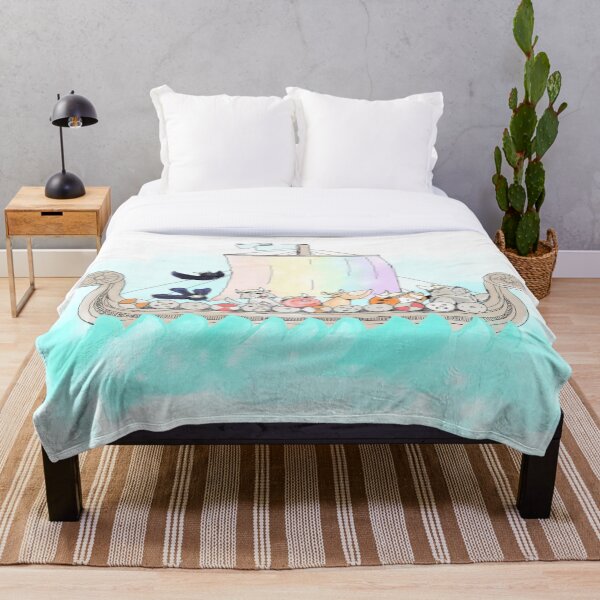 Viking Animal Longship Blanket Throw Blanket