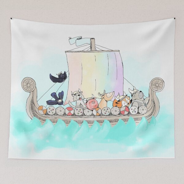 Item preview, Viking Animal Longship Blanket designed and sold by BabyThorNorsery.