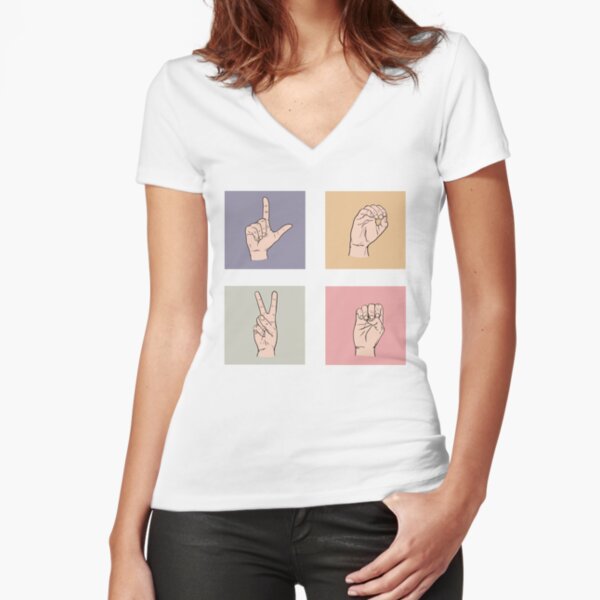 L-O-V-E: Pastel Fitted V-Neck T-Shirt