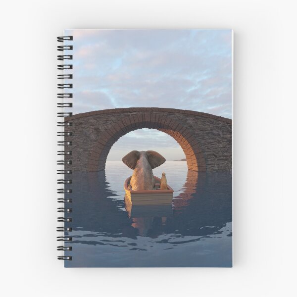 Item preview, elephant and dog float in a boat under the bridge 2 designed and sold by Mike Kiev art.