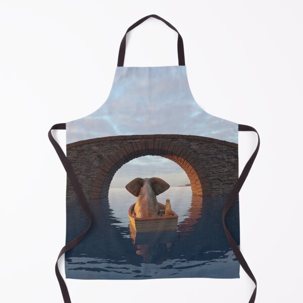 Item preview, elephant and dog float in a boat under the bridge 2 designed and sold by Mike Kiev art.
