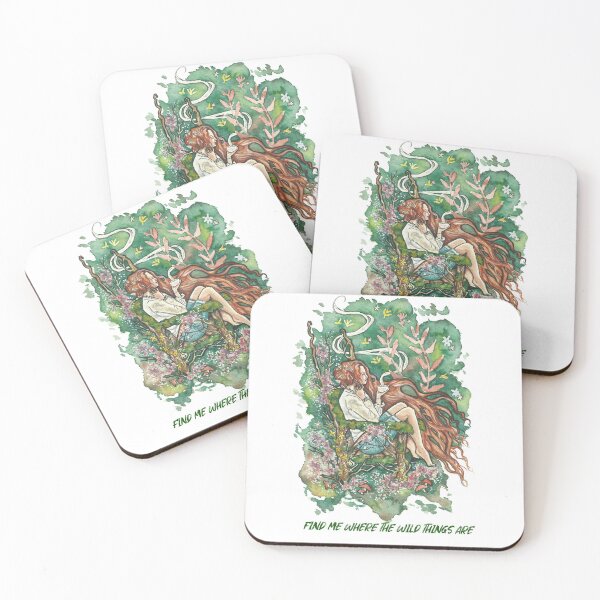 Item preview, Watercolor of green witch enjoying her teatime, for plants and wildlife lovers with positive phrases. designed and sold by esmavart.