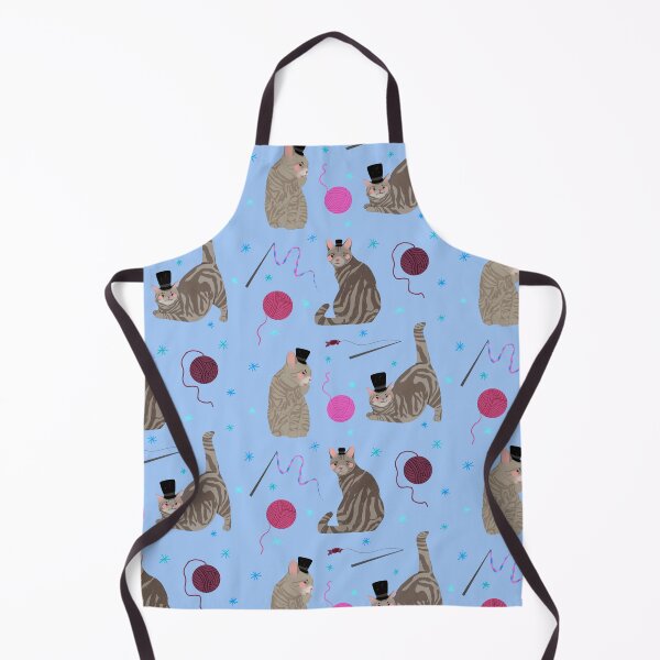 Item preview, Grey Tabby Cats - Cute Blue and Pink Animal Illustration Pattern designed and sold by TheRainbowRoom.