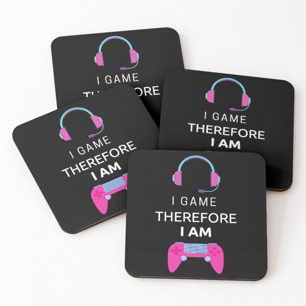 Item preview, I Game Therefore I Am Pink Gamepad In Black designed and sold by LuckyKermit.