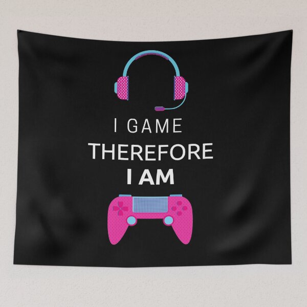 Item preview, I Game Therefore I Am Pink Gamepad In Black designed and sold by LuckyKermit.