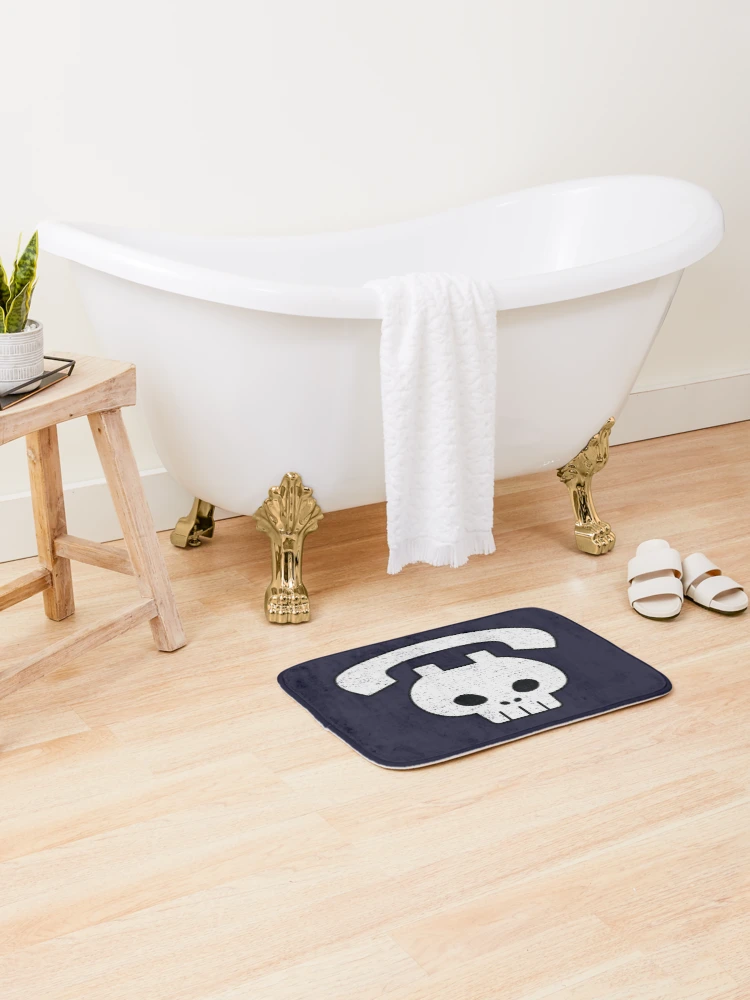 Thumbnail 2 of 6, Bath Mat, Skull Phone (Worn) [Roufxis-Rb] designed and sold by RoufXis.