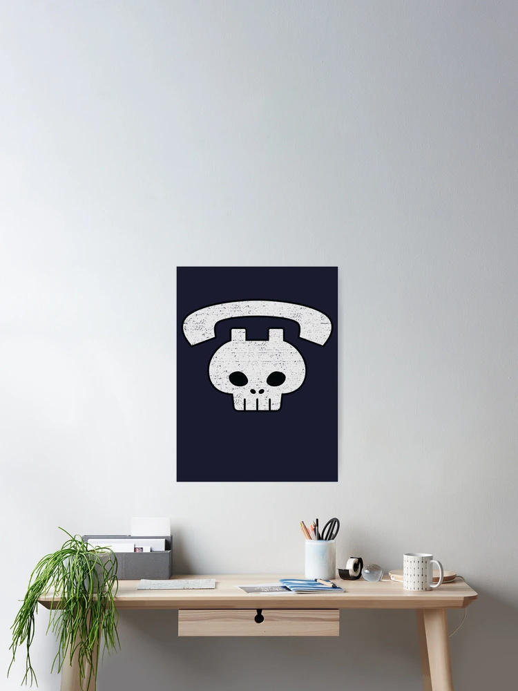 Thumbnail 2 of 3, Poster, Skull Phone (Worn) [Roufxis-Rb] designed and sold by RoufXis.