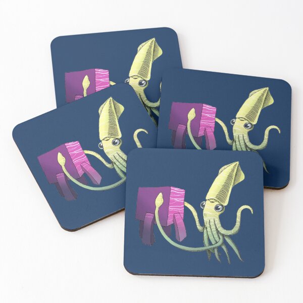 Item preview, Cute Squid with bucket cartoon designed and sold by CecyLL.
