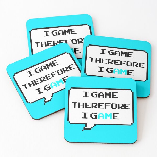 Item preview, I game therefore I am funny I game thefore I GAME pun gamer Classic retro arcade style Black, Bright Blue and White speech bubble (retro bright blue mode) designed and sold by Deegital18.