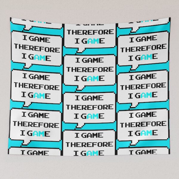 Item preview, I game therefore I am funny I game thefore I GAME pun gamer Classic retro arcade style Black, Bright Blue and White speech bubble (retro bright blue mode) designed and sold by Deegital18.
