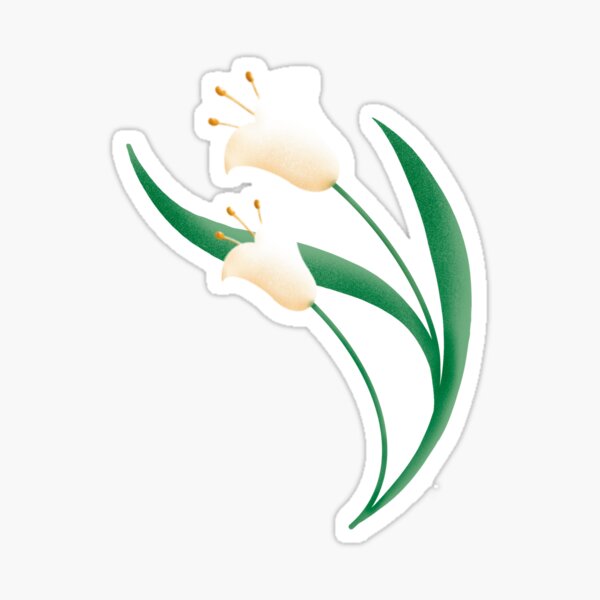 Pequeñas Tulipas Blancas, Estampado Floral con Flores Campanillas, Lirio del Valle, Ilustración Floral Pegatina