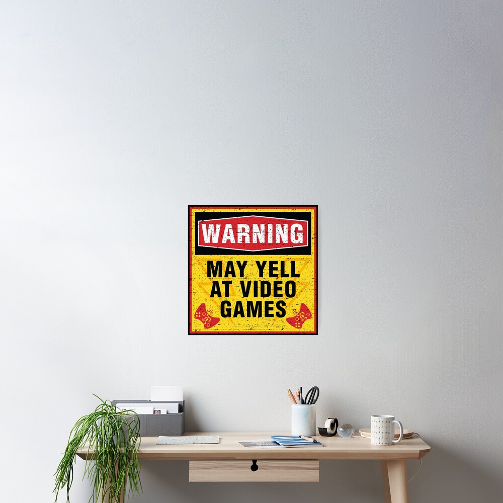 Mens Warning May Yell At Video Games Tshirt Funny Nerdy Rage Quit