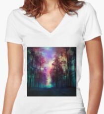 Magical Forest Women's Fitted V-Neck T-Shirt