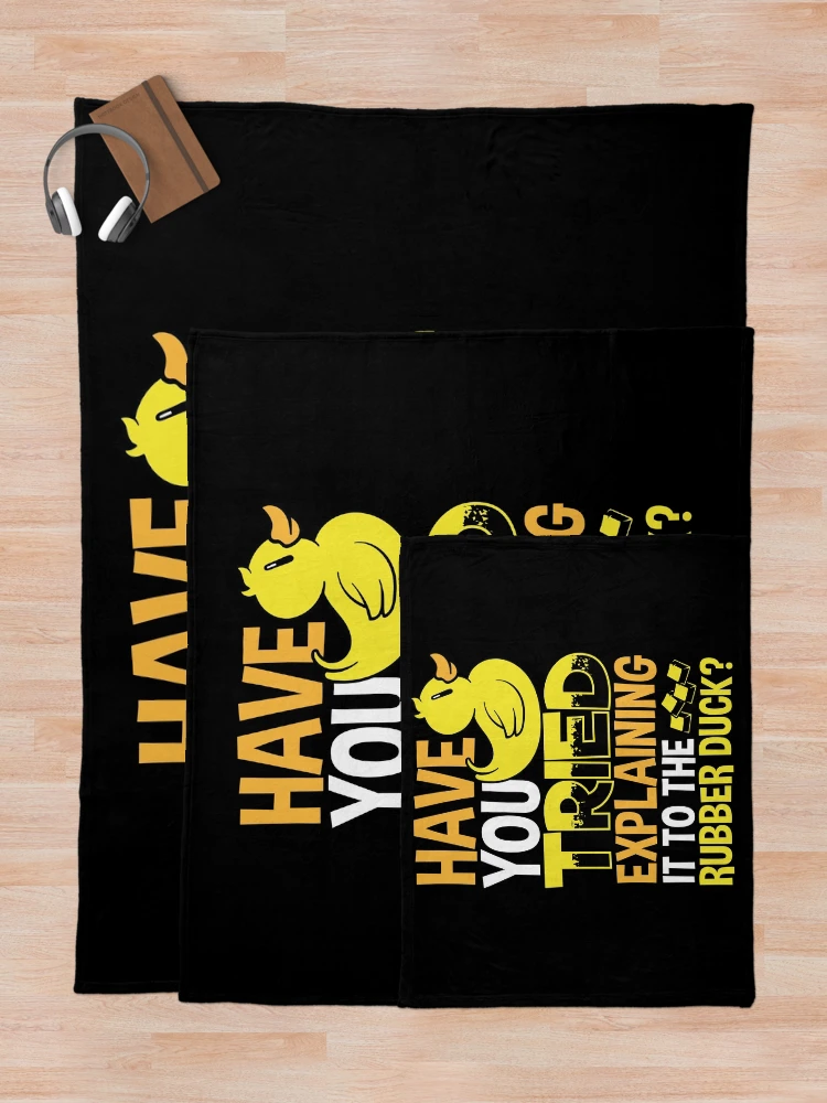 Thumbnail 5 of 6, Throw Blanket, Rubber Duck Programming Debugging Process Coder designed and sold by Rafał Gierok.