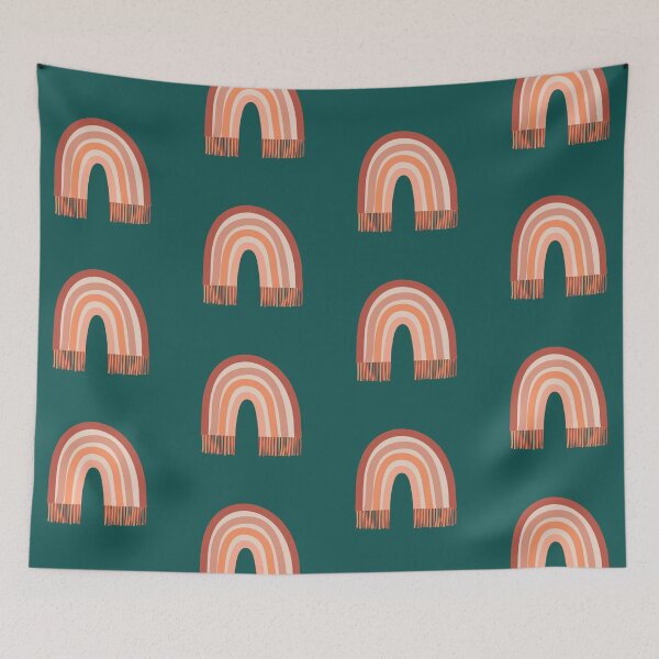 Item preview, Bohemian Aesthetic Rainbow Sedona Forest Green Background designed and sold by DesignLabMedia.