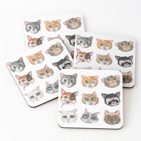Item preview, Cats heads faces emoticons set designed and sold by Qitchup.