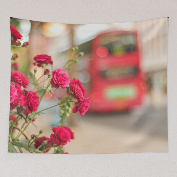 Item preview, Springtime in London - London streets with english red roses and double-decker bus designed and sold by ninasclicks.