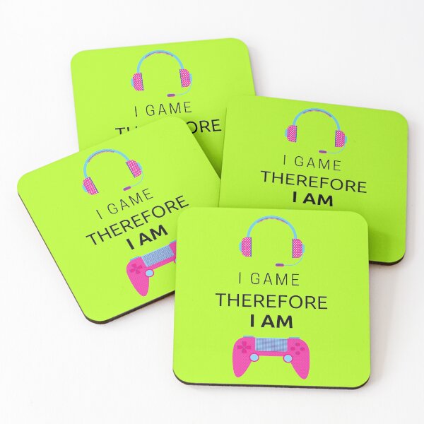 Item preview, I Game Therefore I Am Pink Gamepad In Light Green designed and sold by LuckyKermit.