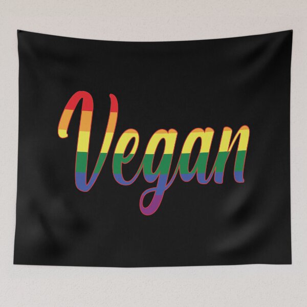 Item preview, Vegan LGBTQ+ Vintage Rainbow, colourful vegan gift designed and sold by ArtsyloShop.