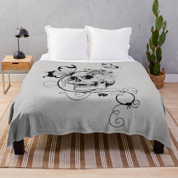 Item preview, Skull with Flowers and Butterflies designed and sold by Gothic Fantasy.