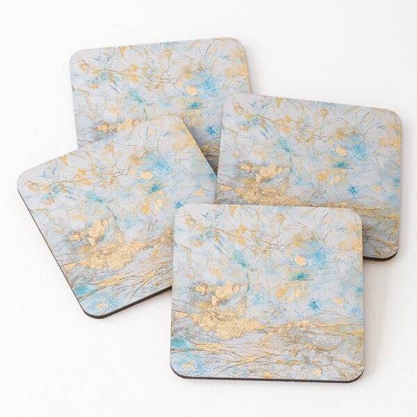 Item preview, Golden Leaves - Luxury Gold Foils and Turquoise Abstract Artwork  designed and sold by Ilana Khoshsima.