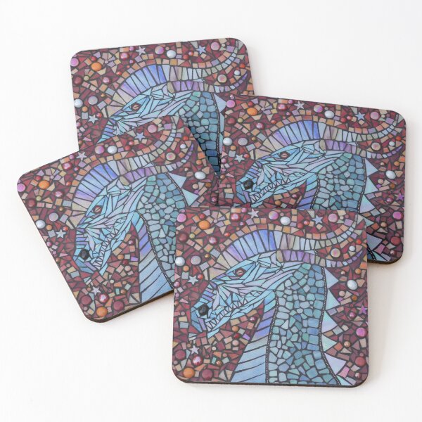 Item preview, Red and teal mosaic dragon designed and sold by suespaintroom.